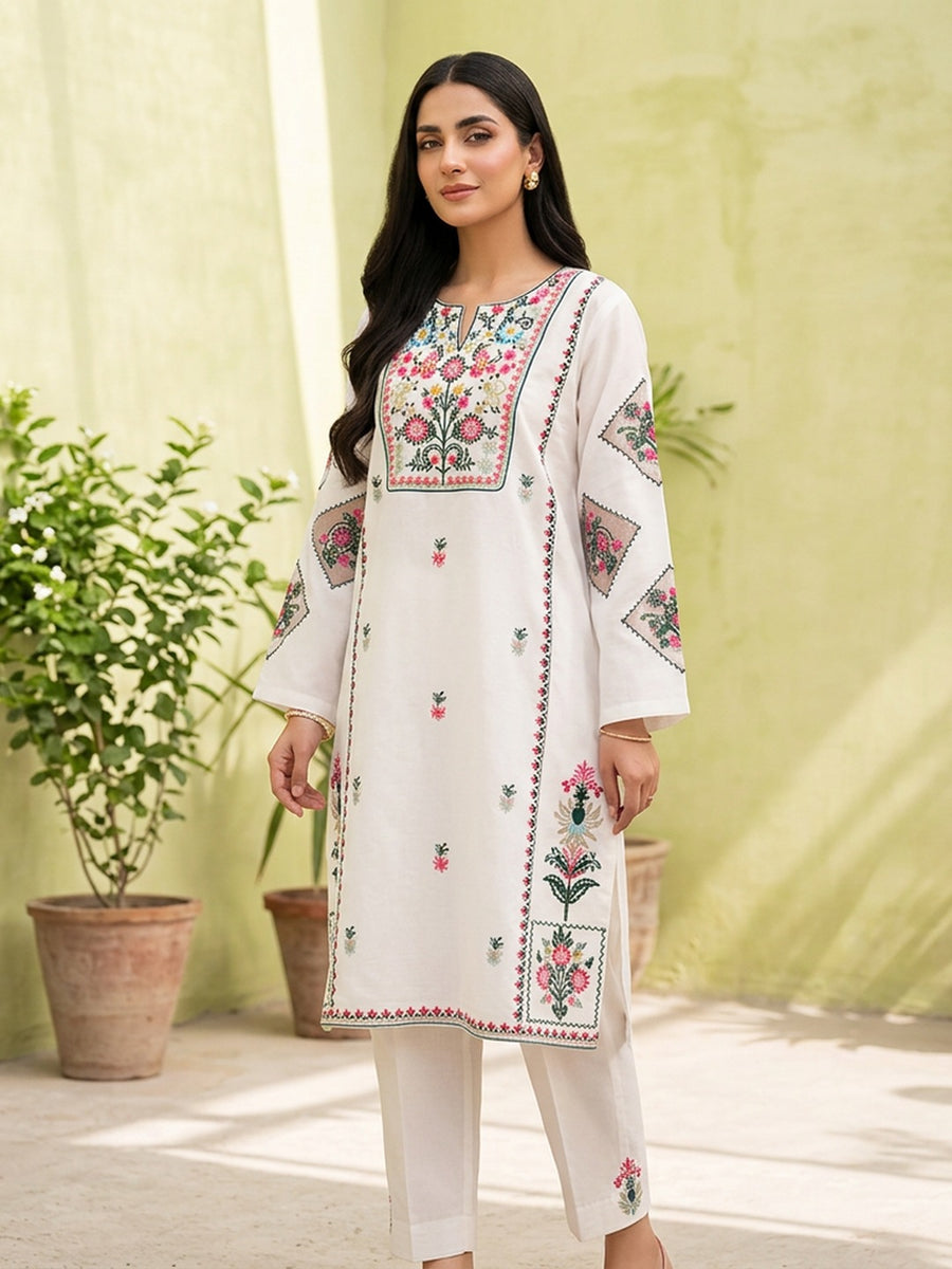 Pearl Garden – 2 Pcs Stitched Embroidered Cotton Shirt & Trouser