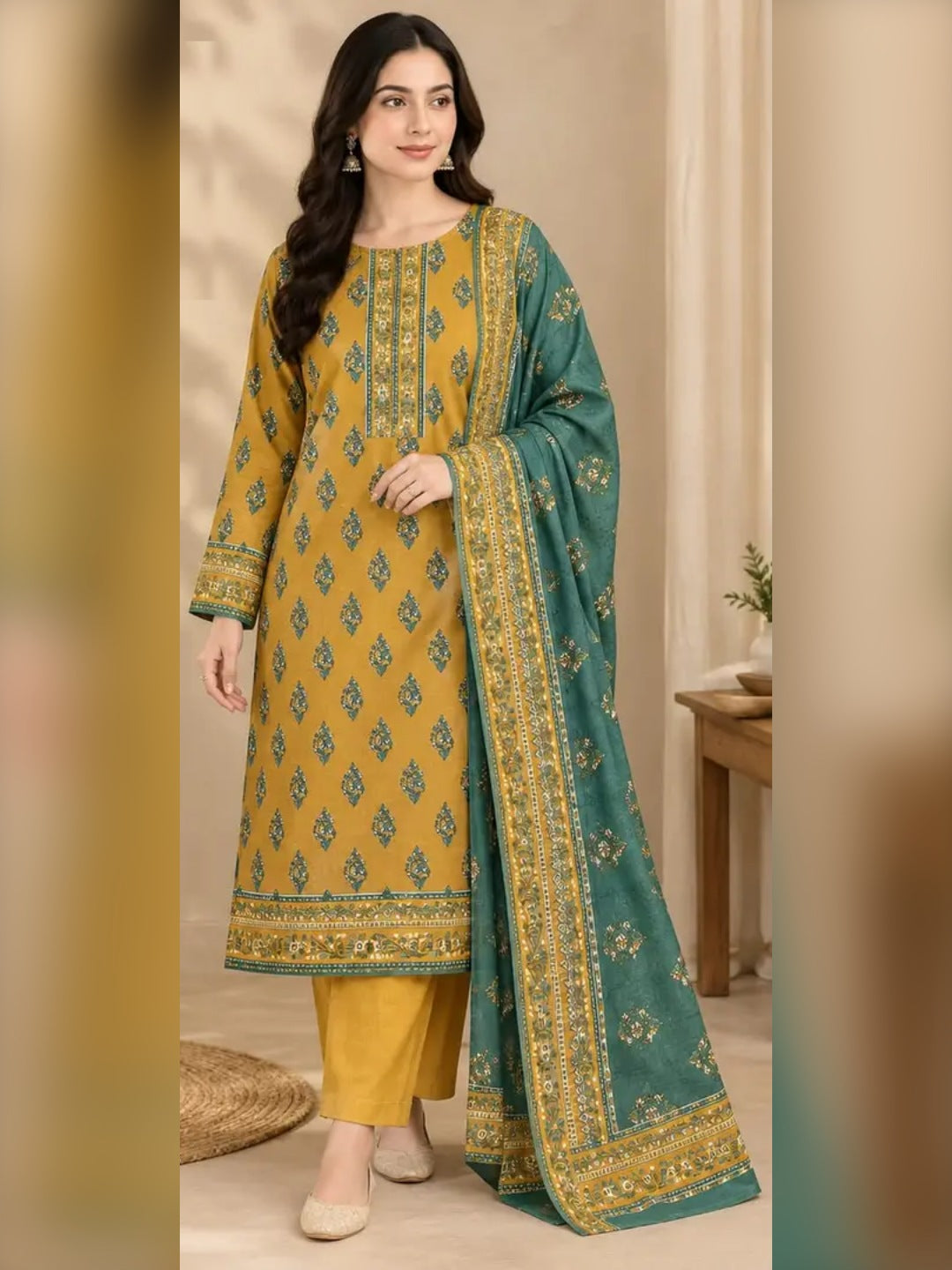 Saffron Grove – 3 Pcs Unstitched Digital Print Khaddar Suit